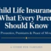 Text-based editorial poster titled Child Life Insurance What Every Parent Should Know on a navy blue background