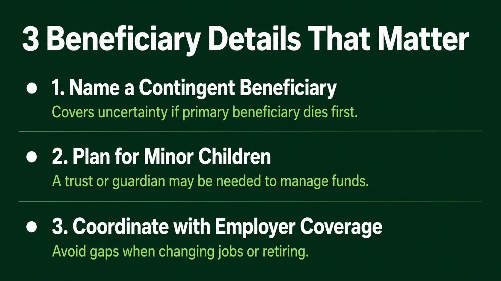 Key tips for keeping life insurance beneficiary designations accurate and current