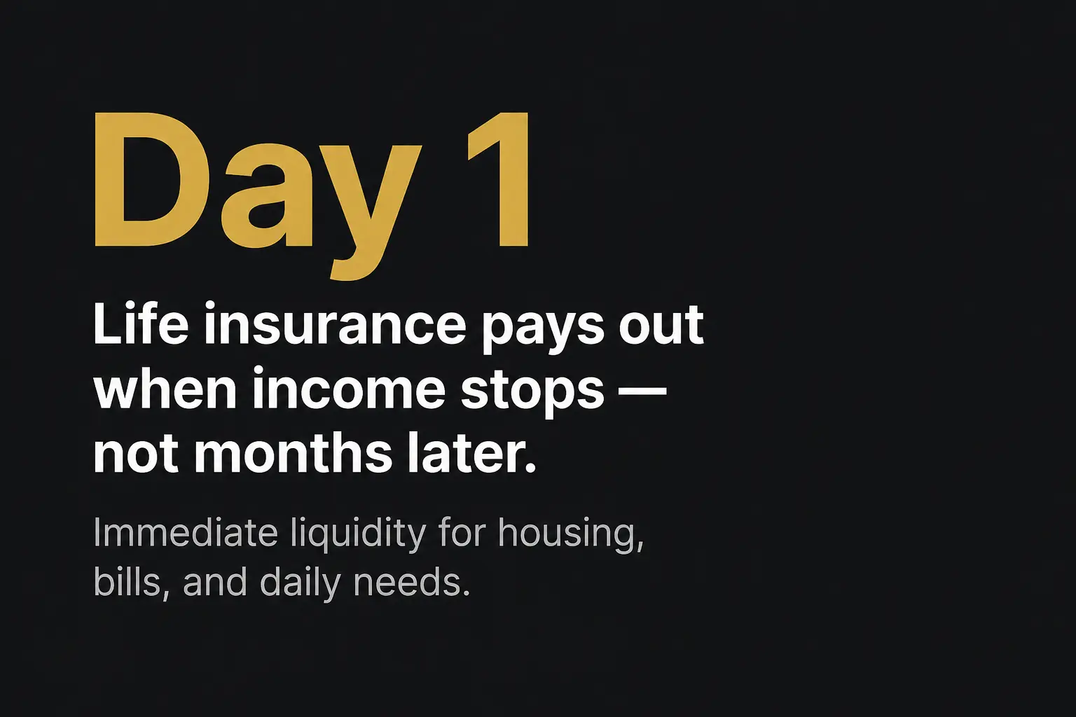 Stat card showing that life insurance provides immediate liquidity when income stops