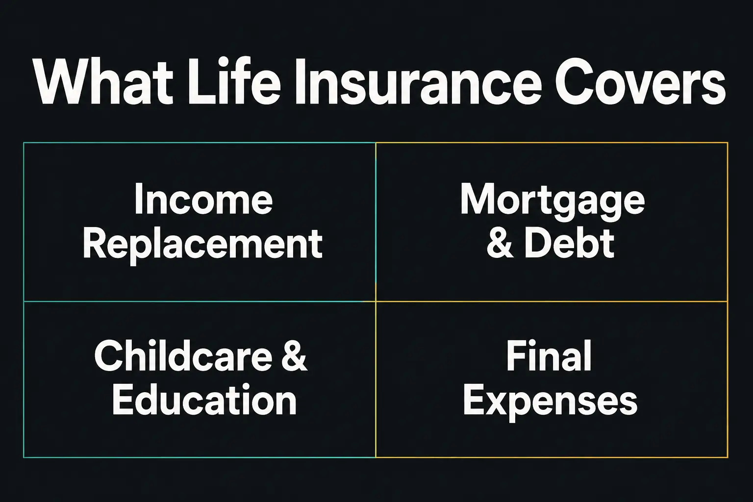What life insurance does — income replacement, debt, housing and family protection