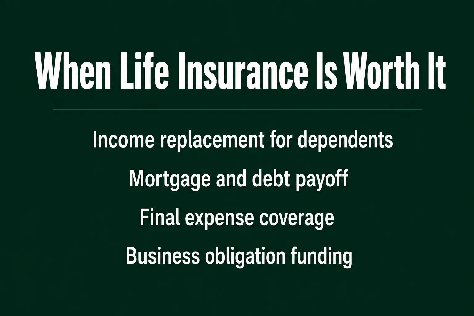 Text graphic showing four scenarios when life insurance is genuinely worth buying