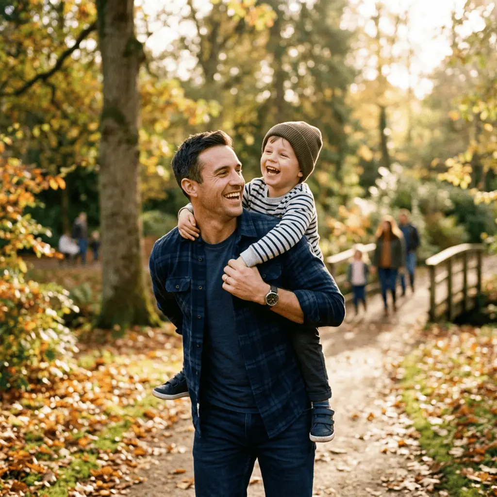 Father and child playing together